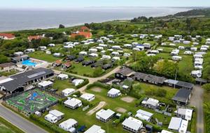 an aerial view of a caravan park with vehicles parked at Nice Apartment In Farsø With Heated Swimming Pool in Farsø