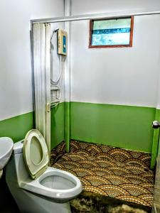 a bathroom with a toilet and a shower at Lake view house in Ko Phangan