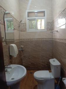 a bathroom with a white toilet and a sink at Cameo Villa in Kigali +11 photos