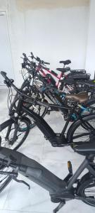 a group of bikes parked in a room at Iskra Tiny House in Podgorica
