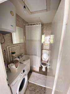 a small bathroom with a toilet and a sink at Stan na dan Harmonija in Nevesinje