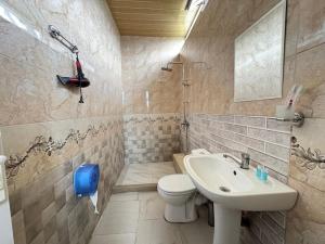a bathroom with a toilet and a sink at Family Hotel in Batumi +45 photos