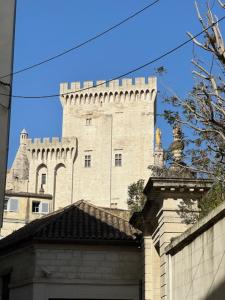 a large castle with a building in the background at L'Antre des Papes in Avignon
