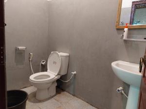 a bathroom with a toilet and a sink at Karisal Resort & Park in Jaffna