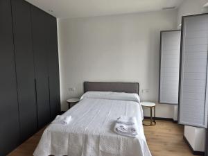 a bedroom with a bed with two towels on it at Luxury Apartament Plaza in Alcazar de San Juan +6 photos