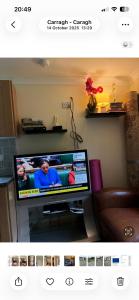 a flat screen tv in a living room at Stickens Apartment in Naas