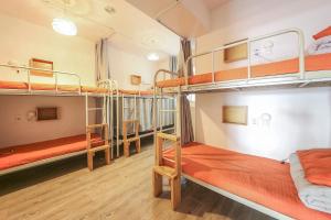a group of bunk beds in a room at SUM Guesthouse Jeju Airport in Jeju