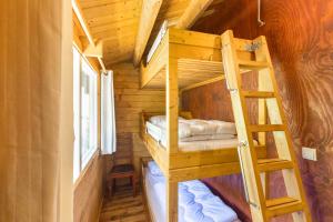 a bunk bed in a tiny house at Camping Oudesluis in Oudesluis +52 photos