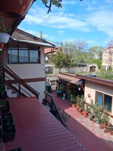 a balcony of a building with potted plants at Casa Ecaterina 2Mai in 2 Mai