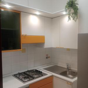 a kitchen with a stove top oven next to a sink at La Perla sul Trasimeno in San Feliciano +8 photos