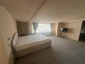 a large bedroom with a bed and a television at Villa Simona in Voghera