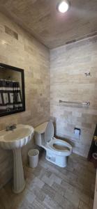 a bathroom with a toilet and a sink at Hotel San Jeronimo Inn in Toluca