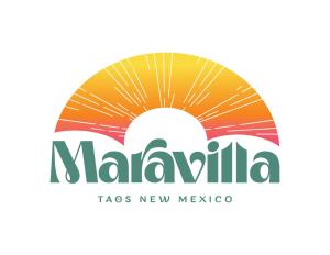 a logo for a new mexican restaurant with the sun behind the clouds at Maravilla in Taos
