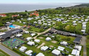 an aerial view of a caravan park with vehicles parked at Lovely Apartment In Farsø in Farsø