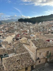 an aerial view of a city with roofs at Casa Castillo in Moratalla