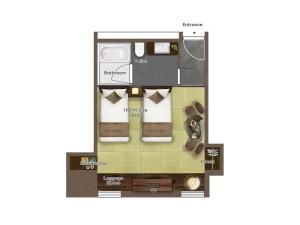 a rendering of a floor plan of a condo at PROSTYLE Ryokan Yokohama Bashamichi in Yokohama