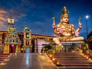 a large statue in front of a building at Ceylon Seaway Villa in Trincomalee
