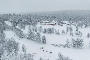 a group of houses on a snow covered slope at Hemgården i Storsätern - Grövelsjöfjällen in Grövelsjön +9 photos