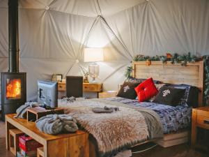a bedroom with a bed with a tent at The Star Dome - Ukc6978 in Ludlow