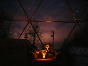a night view of a starry sky with a tent at The Star Dome - Ukc6978 in Ludlow +5 photos
