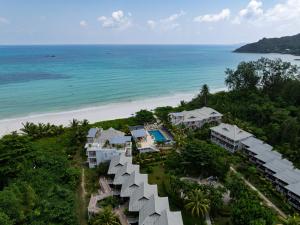 an aerial view of the resort and the beach at Acajou Beach Resort in Baie Sainte Anne