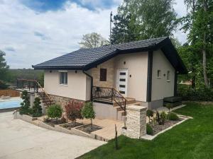 a small house with a swimming pool in a yard at Kalina in Irig