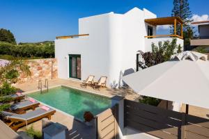 a villa with a swimming pool and a house at Gemini Villas in Theologos +69 photos