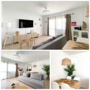 a living room with a couch and a table at Oasis Dunas Sweet Family Home II Pool view by B-Rent in Corralejo