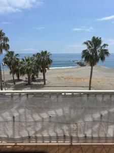 a view of a beach with palm trees and the ocean at Andaluz in La Mamola