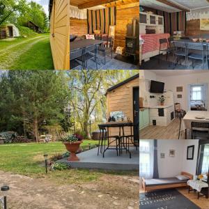 a collage of photos of a backyard and a house at Agroturystyka całoroczna Ranczo Husinka in Husinka
