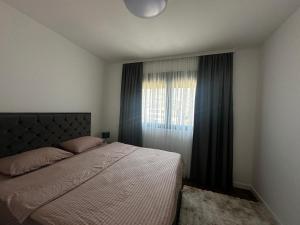 a bedroom with a large bed and a window at Dali Apartment in Bar