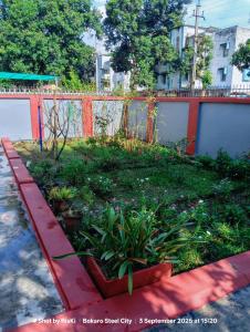 a garden with flowers and plants in a yard at Quarter 2355 in Bokāro