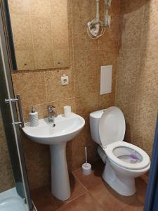 a bathroom with a toilet and a sink at Optimal in Vyshneve