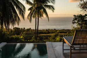 a swimming pool with a view of the ocean at Native Villa with Pool at Kalumo Lodge in Oslob