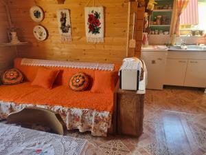 a bedroom with a bed in a room with a kitchen at Karadžić in Žabljak +21 photos