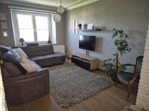 a living room with a couch and a flat screen tv at Sweet&City HOUSE in Saint-Vith