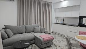 a living room with a couch and a table and a kitchen at Apartmani Jozić 2 in Ripci