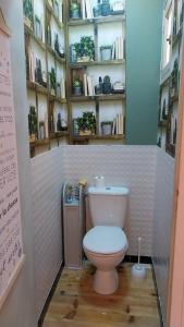 a bathroom with a toilet in a room at 50 nuances de couleurs in Arinthod