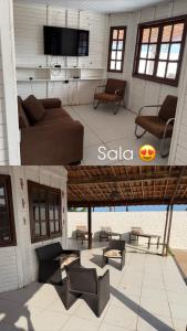 a living room with a couch and a table at Recanto MARES DO SUL in Coruripe