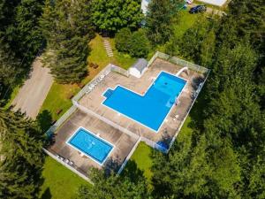 an overhead view of a large estate with a swimming pool at Camp Val Notre-Dame in Herouxville