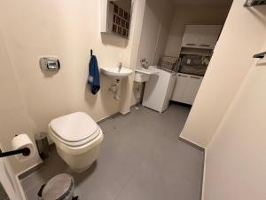 a white bathroom with a toilet and a sink at Apartamento no lugar mais icônico -Edifício Tijucas- XV de Novembro in Curitiba +39 photos