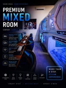 a poster for a room with a bed with a room at Hashtag.Capsule.Hostel in Johor Bahru
