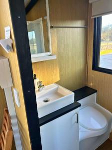 a small bathroom with a sink and a toilet at Ritaville by Tiny Away in Eaton +6 photos