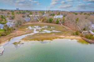 an aerial view of an island in the water at Buzzards Bay Family Beach Firepit CapeCodCanal in Bourne +49 photos