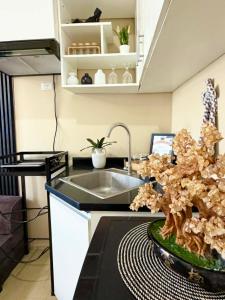 a kitchen with a sink and a plant on a counter at AnR Condo at Avida Towers in Cagayan de Oro +11 photos
