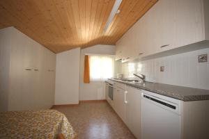 eine Küche mit einer Spüle und einer Arbeitsplatte in der Unterkunft Haus Alpentraum in Randa