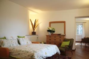 a bedroom with a bed and a dresser and a mirror at Antico Glicine B&B in Maslianico