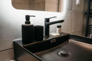 a sink with two faucets in a bathroom at Boutique maison Filiatra in Filiatra +63 photos
