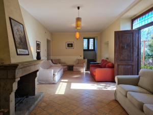 a living room with couches and a fireplace at Villa Flavia in Manziana +54 photos