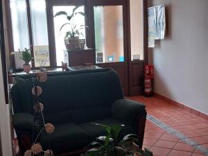 a living room with a green couch and a plant at La Garzona in Losar de la Vera +57 photos